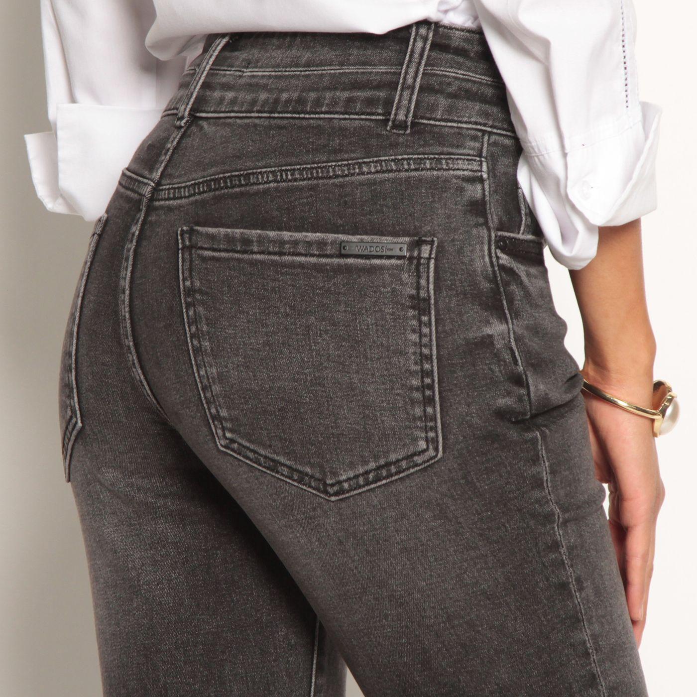 Jeans Flare Tiro Alto Pretina 2 Botones-8