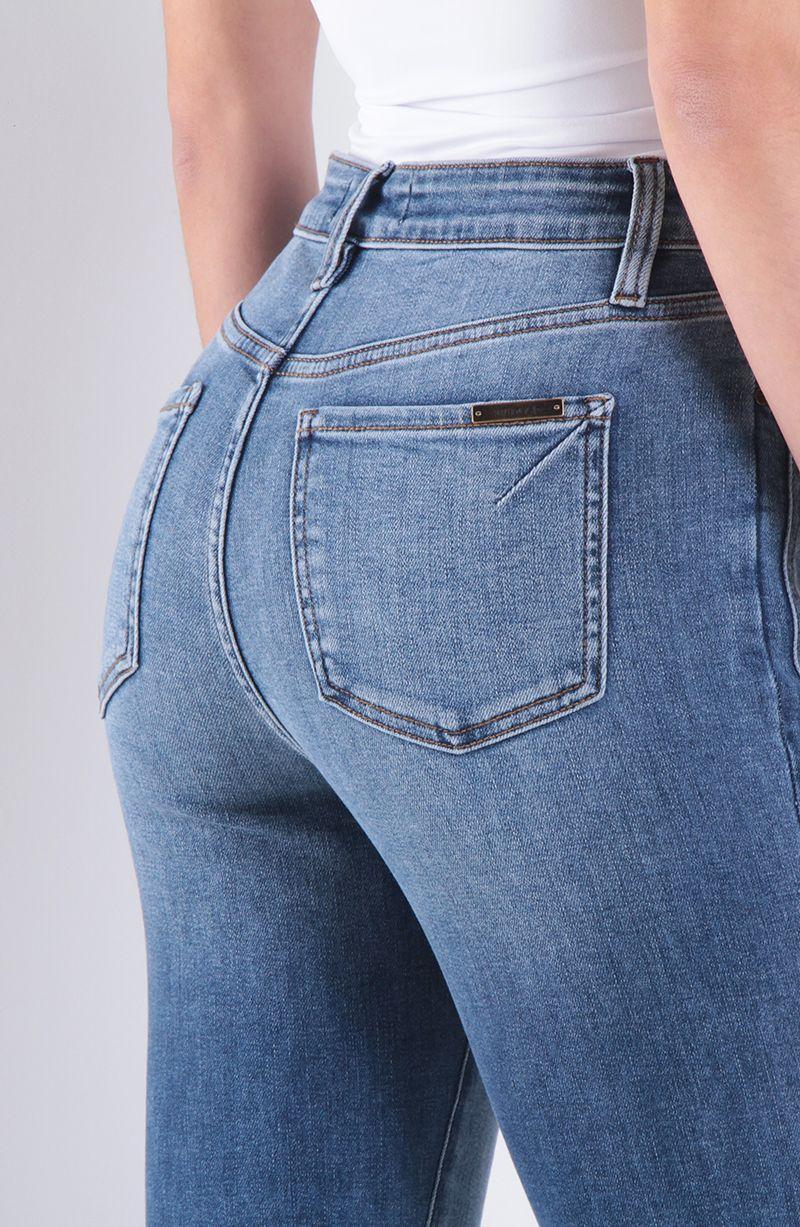 Jeans Recto Tiro Alto Pretina 1 Boton-2
