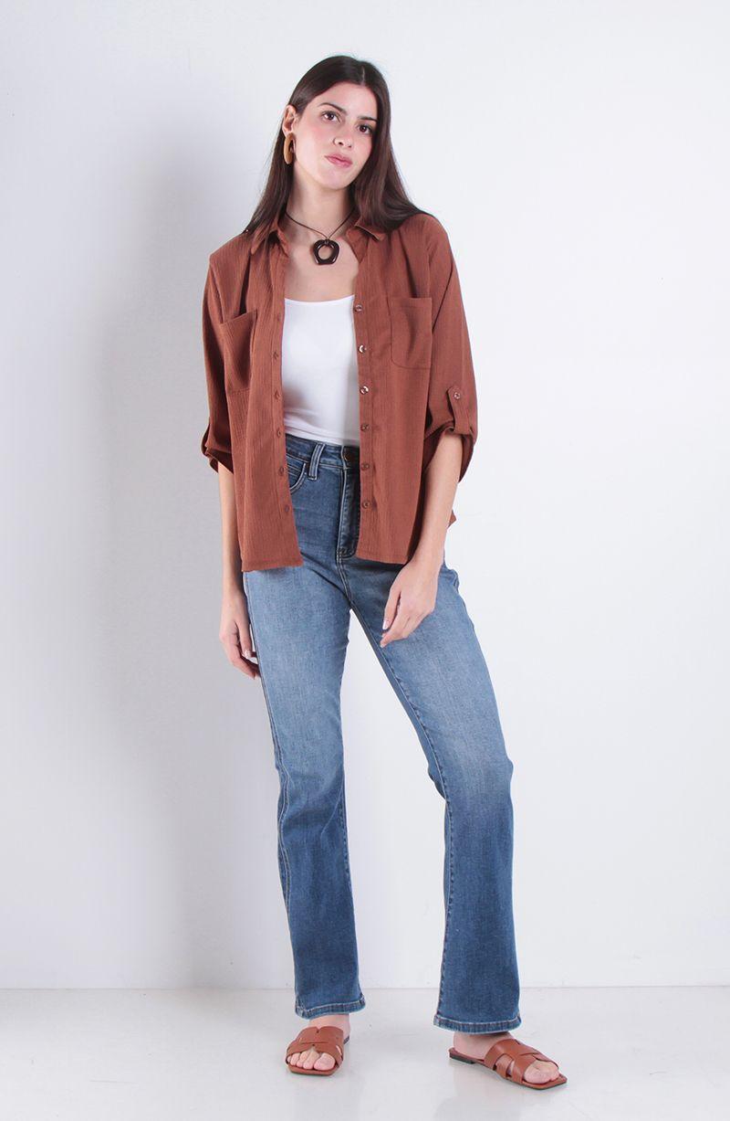 Jeans Recto Tiro Alto Pretina 1 Boton-5