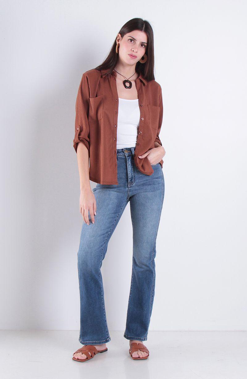 Jeans Recto Tiro Alto Pretina 1 Boton-9