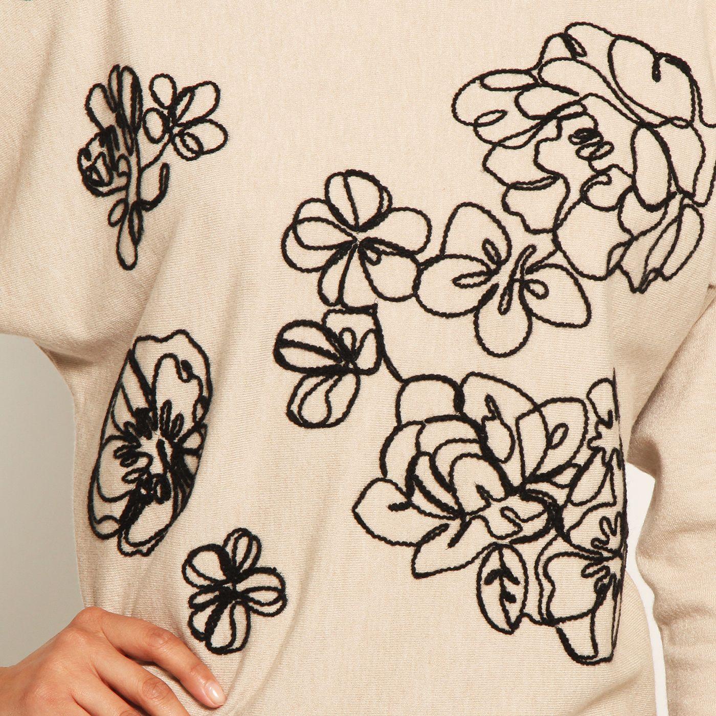 Sweater Manga 3/4 Con Bordado Escote Redondo-7