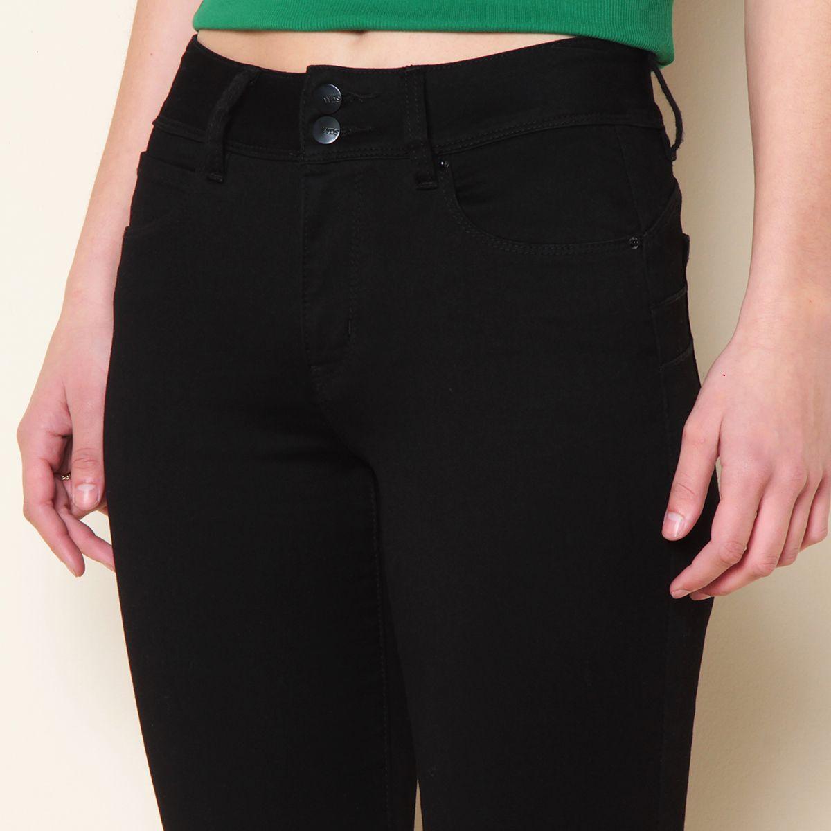 Jeans Tiro Alto Pretina Media 2 Botones Push Up Slim-3