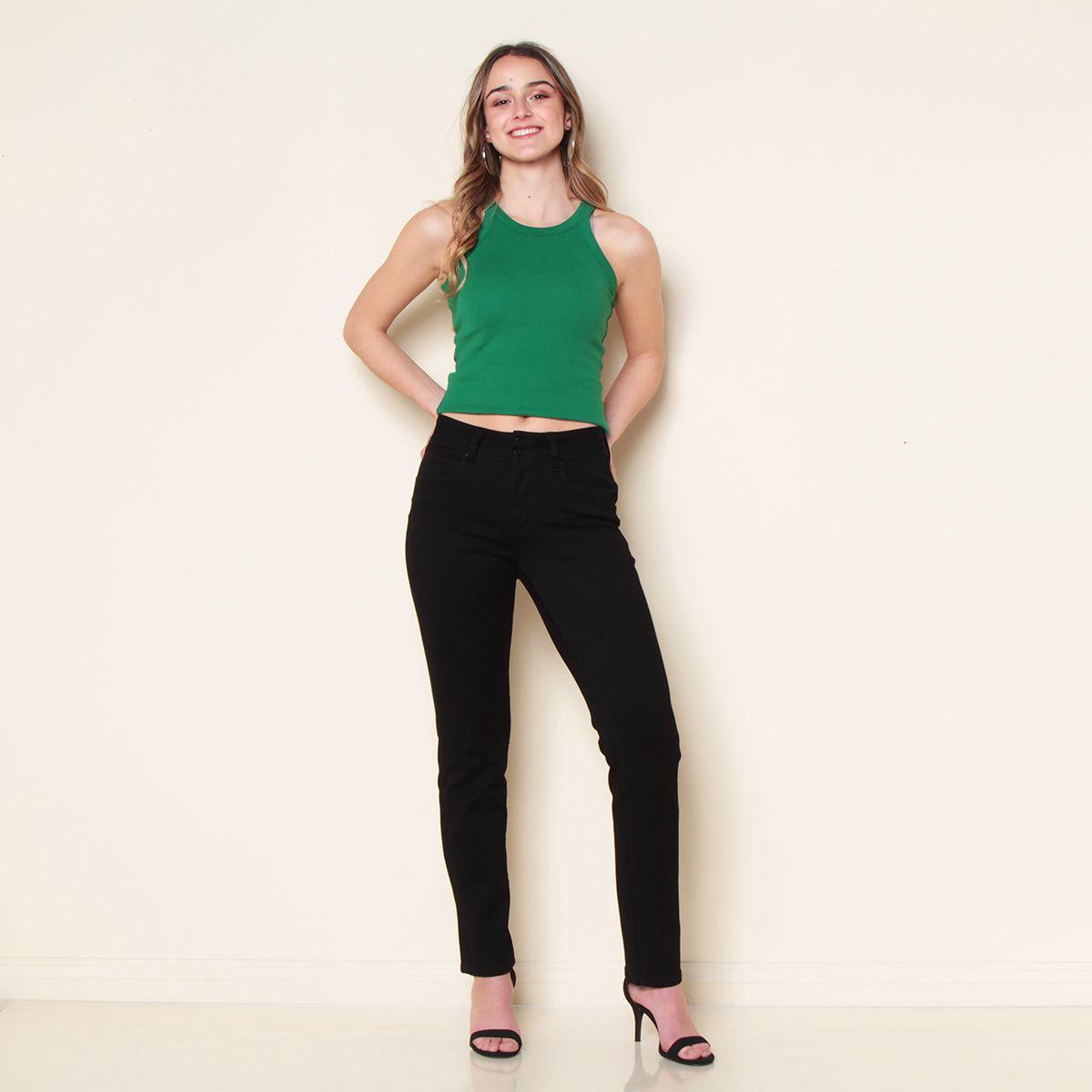 Jeans Tiro Alto Pretina Media 2 Botones Push Up Slim-5