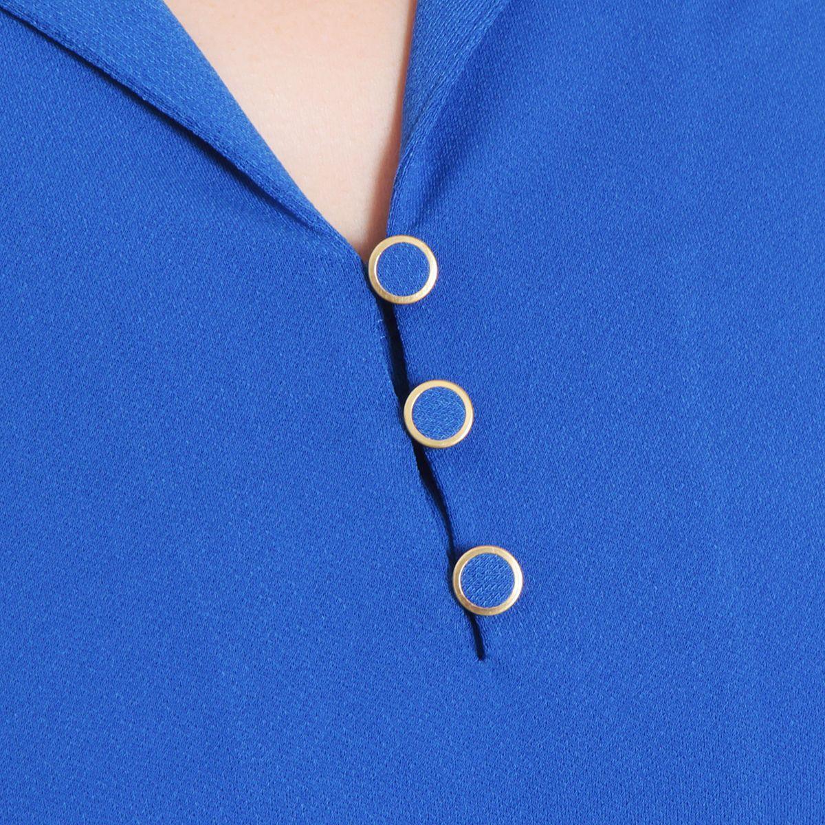 Blusa Manga Larga Con Botones En Escote Y Aplicacion En Cuello Y Punos-5