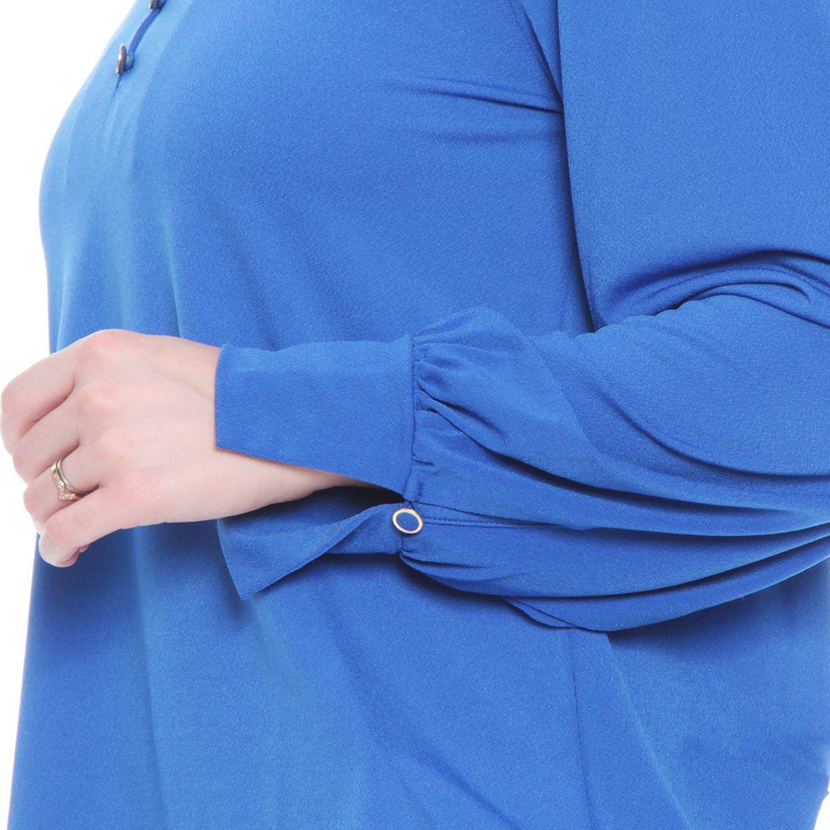 Blusa Manga Larga Con Botones En Escote Y Aplicacion En Cuello Y Punos-8