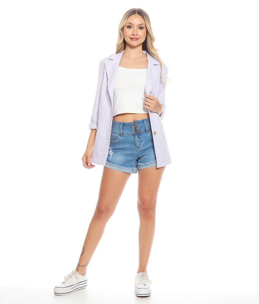 Short Denim Pretina Ancha Tres Botones Desgastes Delantero-6