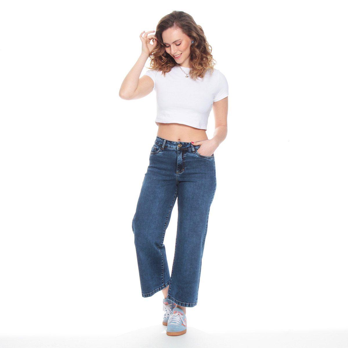Jeans Crop Recto Tiro Alto Pretina 1 Boton-0