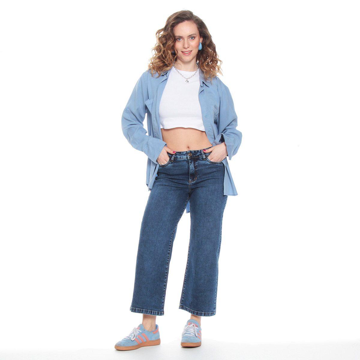 Jeans Crop Recto Tiro Alto Pretina 1 Boton-1