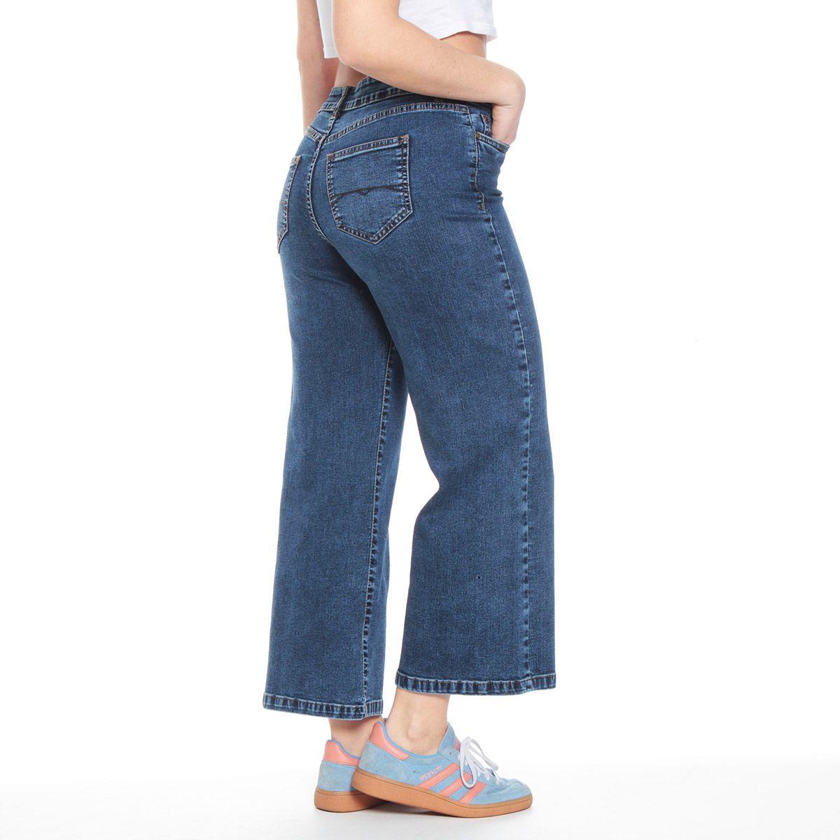 Jeans Crop Recto Tiro Alto Pretina 1 Boton-2
