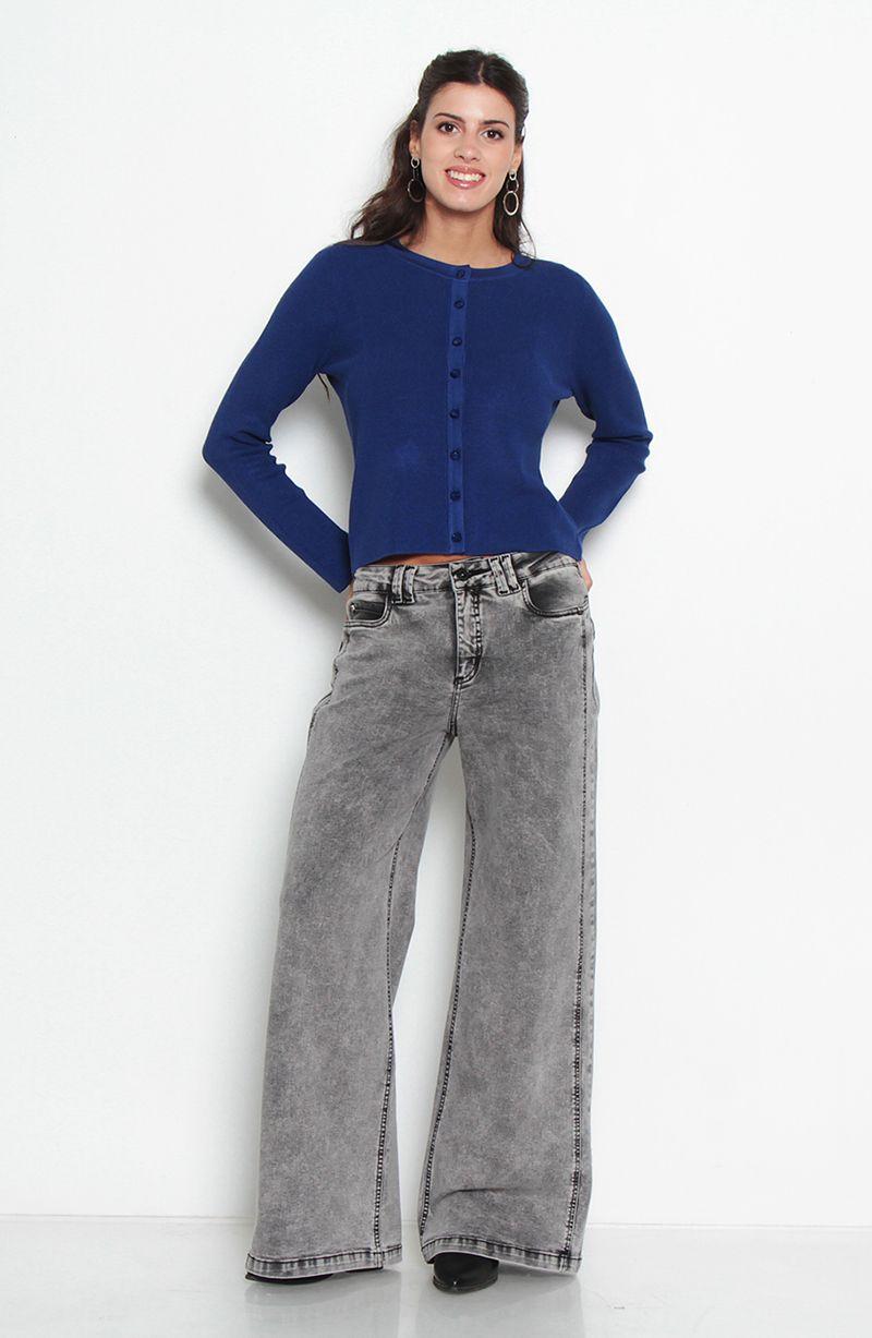 Jeans Wide Tiro Medio Pretina Basica   1 Boton-6