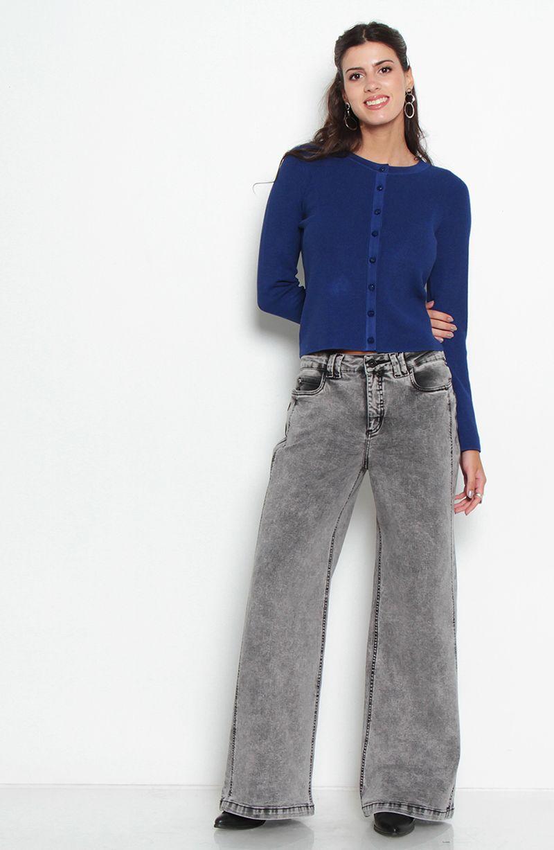 Jeans Wide Tiro Medio Pretina Basica   1 Boton-7