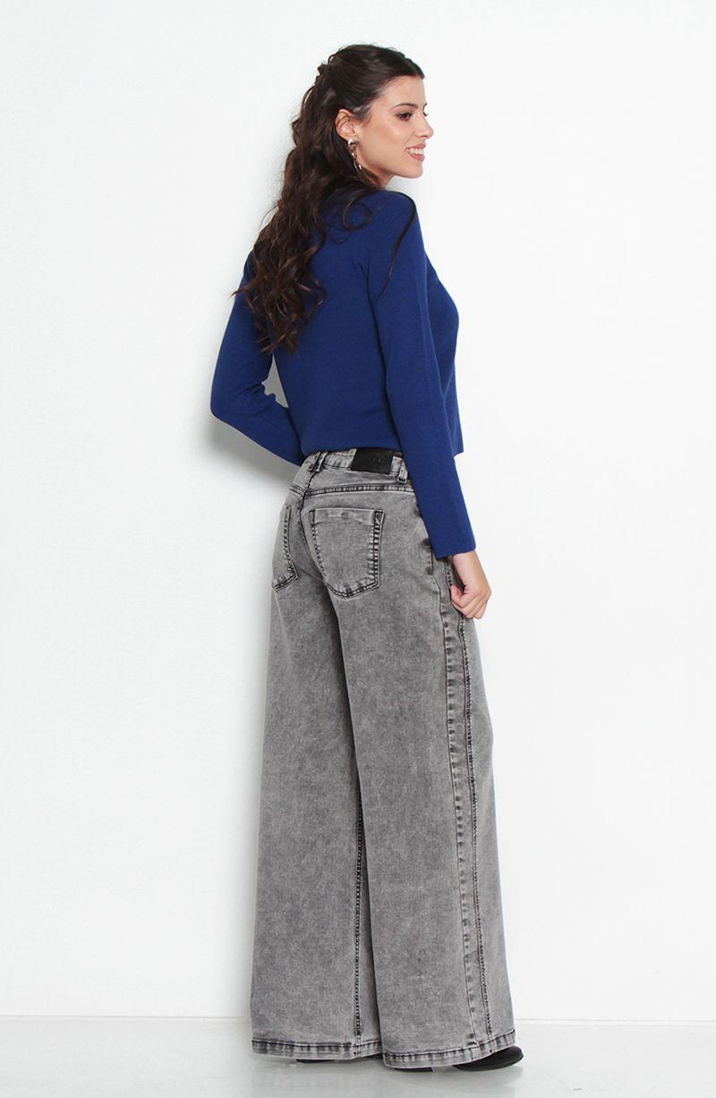 Jeans Wide Tiro Medio Pretina Basica   1 Boton-8
