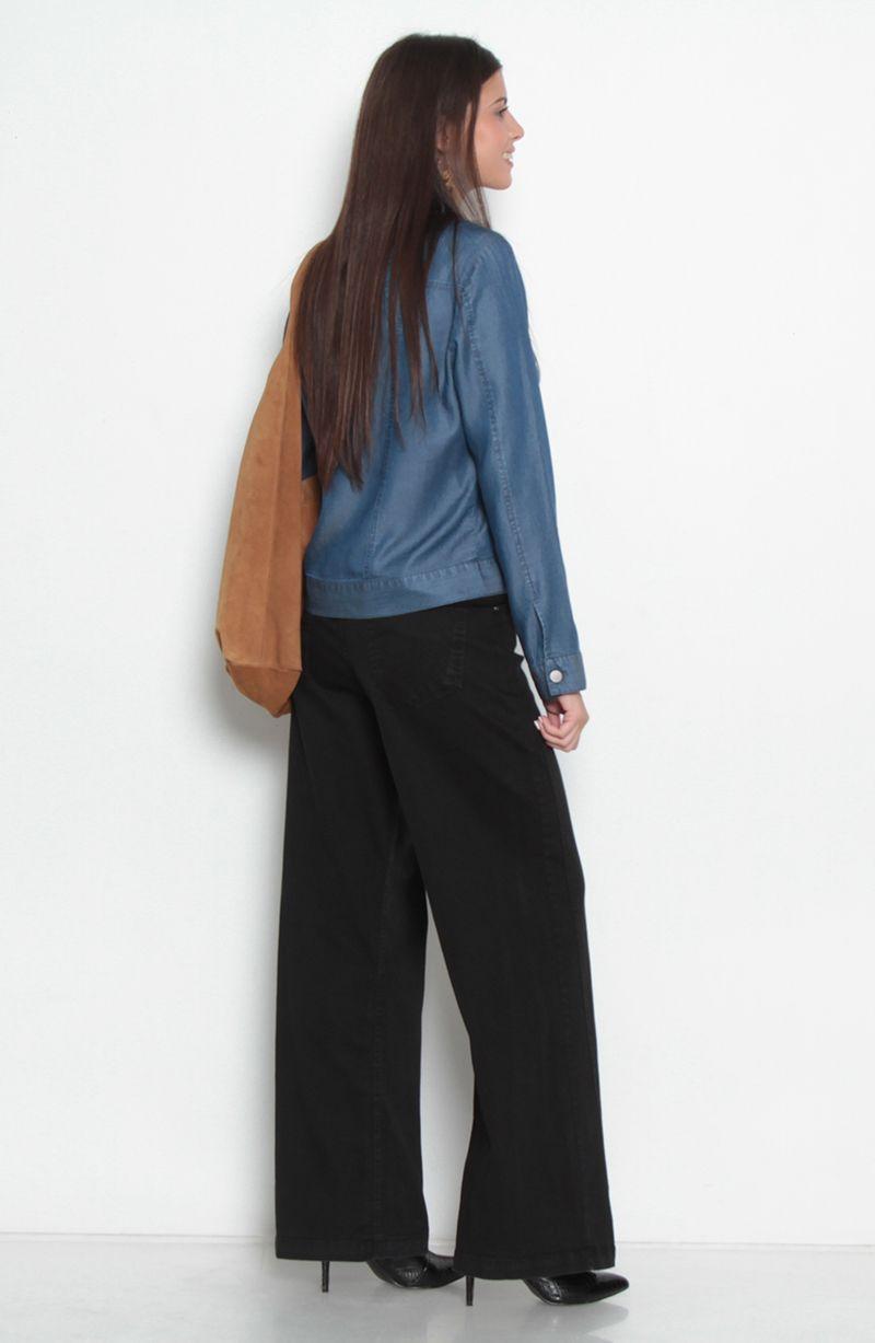 Chaqueta Manga Larga Tencel Abotonada En Delantero Y Bolsillos-3