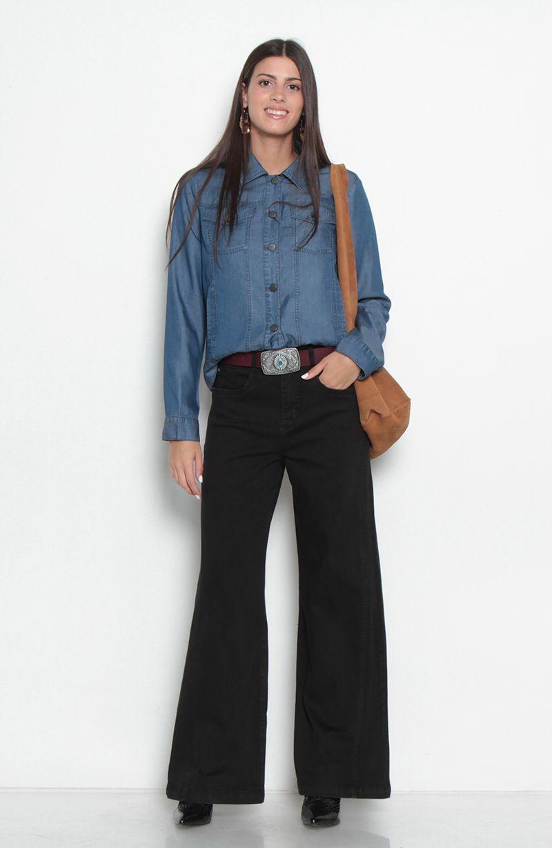 Chaqueta Manga Larga Tencel Abotonada En Delantero Y Bolsillos-5