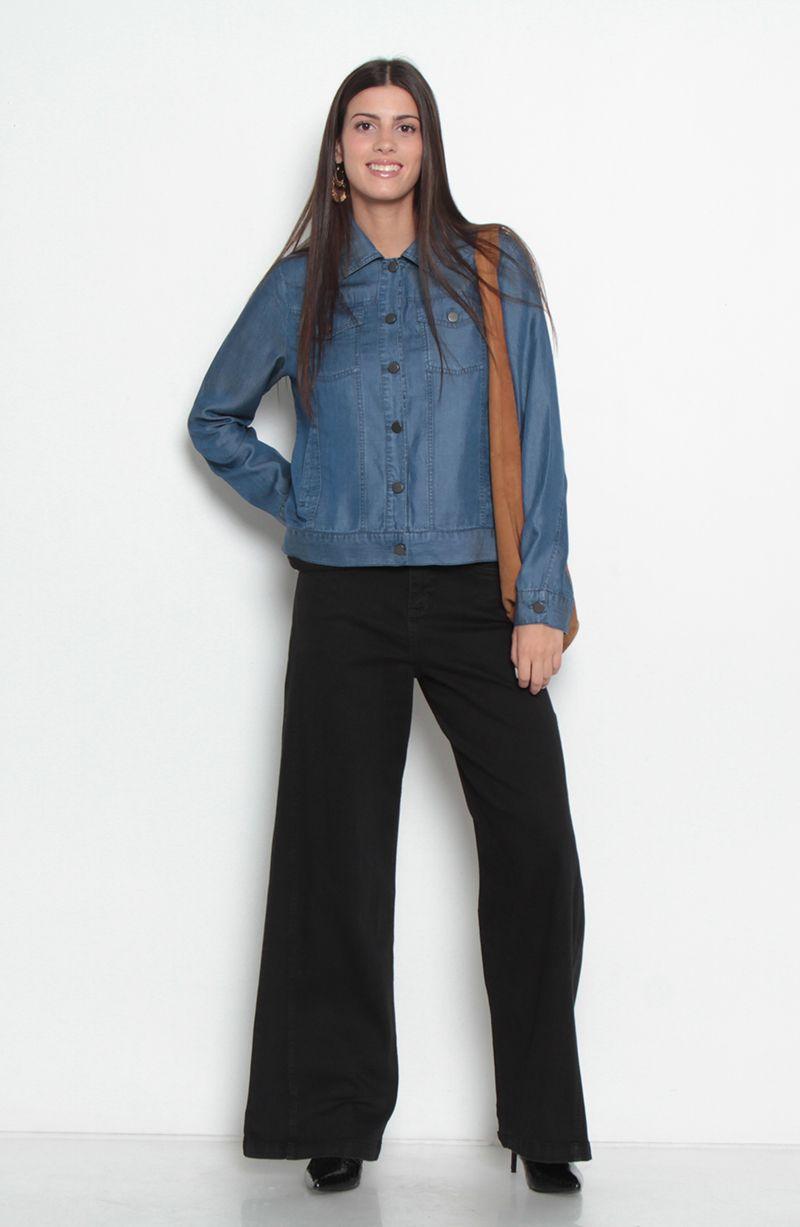 Chaqueta Manga Larga Tencel Abotonada En Delantero Y Bolsillos-6