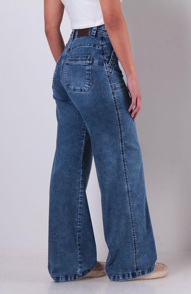 Jeans Cargo  Recto Tiro Alto  Pretina Un Boton-5