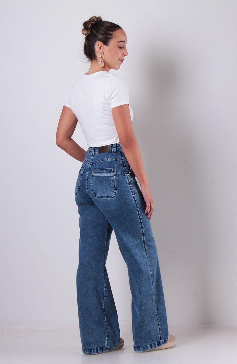 Jeans Cargo  Recto Tiro Alto  Pretina Un Boton-8