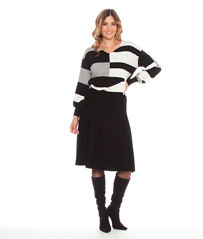 Falda Tejida Evase Hasta Rodilla-2