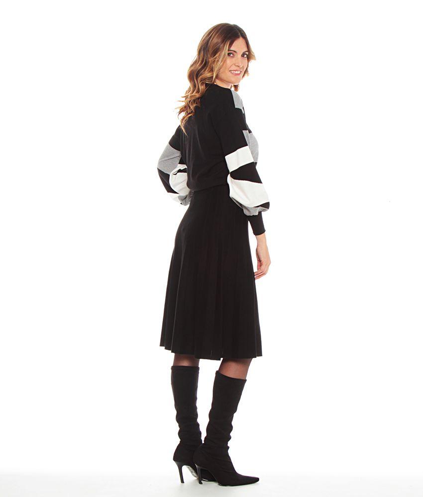 Falda Tejida Evase Hasta Rodilla-4