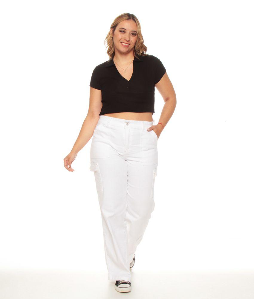 Jeans Cargo Tiro Alto Palazzo Pretina Basica Un Boton-2