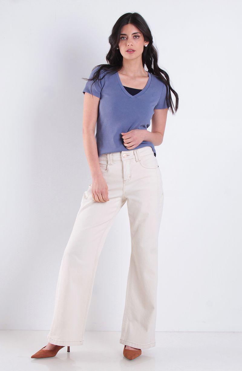 Polera Manga Corta Escote V Acidwash-6