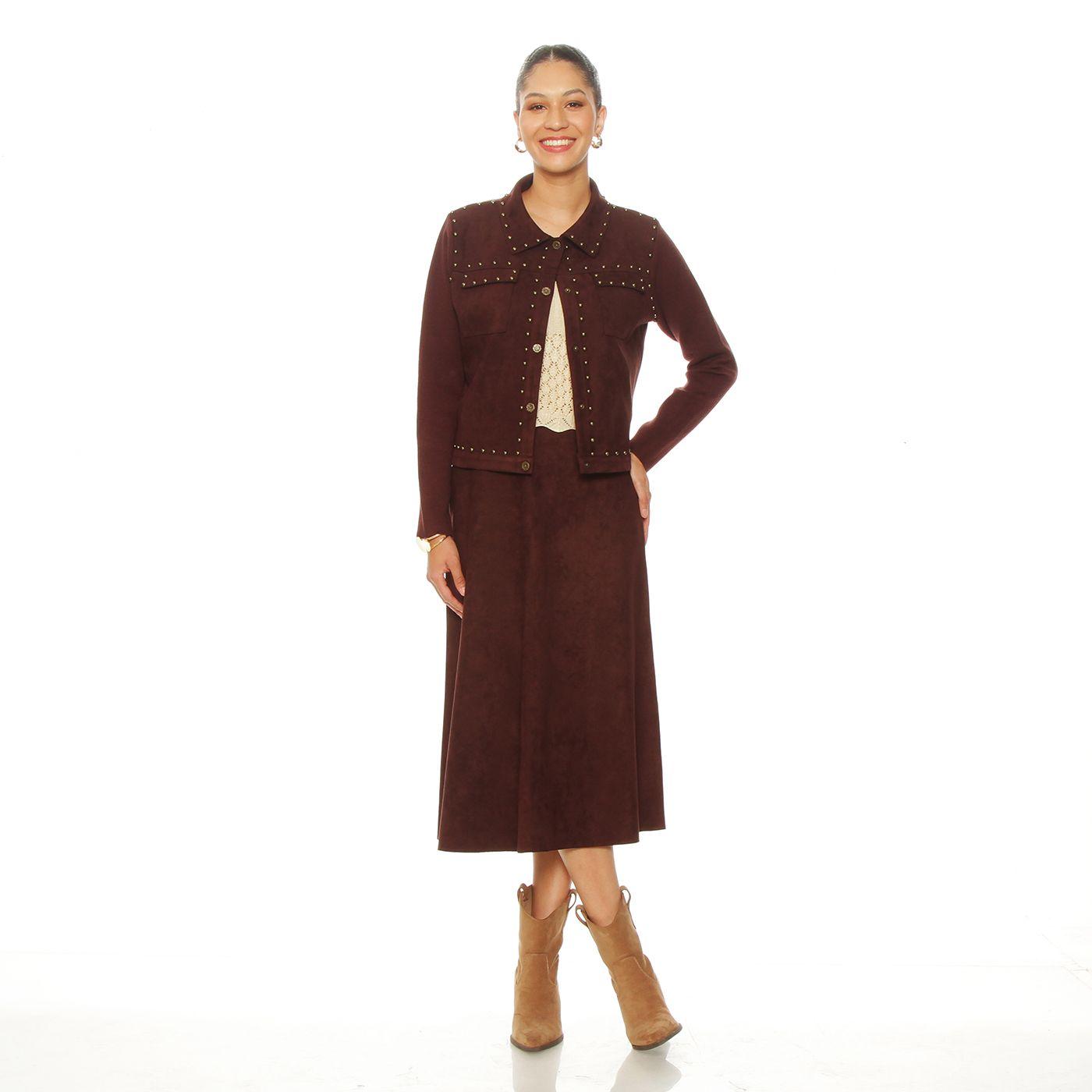 Chaqueta Suede Manga Larga Con Tachas Y Bolsillos-2