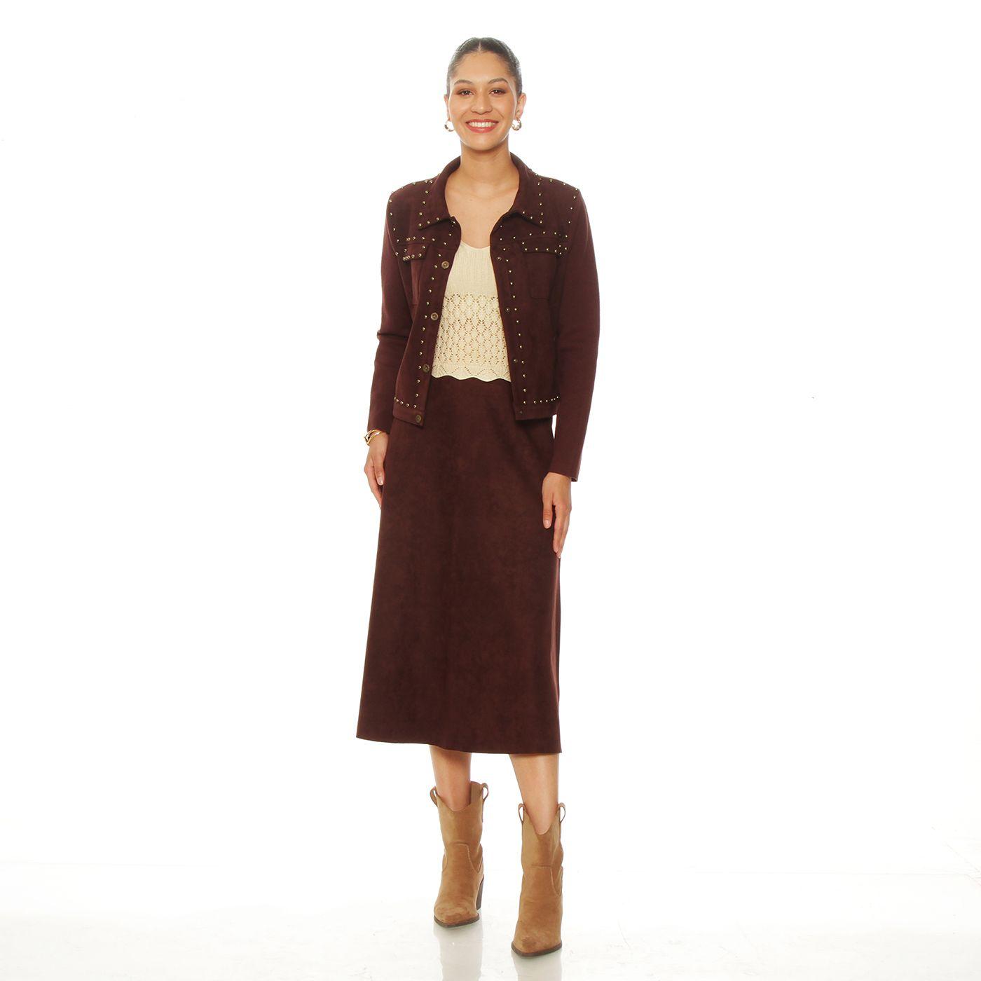 Chaqueta Suede Manga Larga Con Tachas Y Bolsillos-3