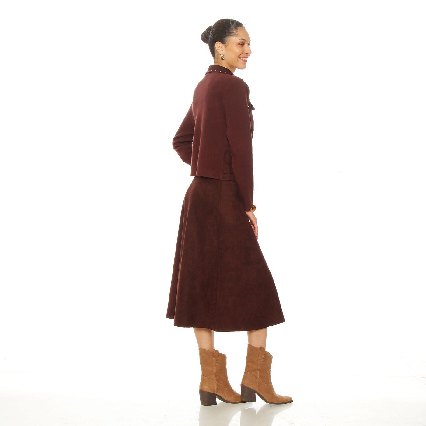 Chaqueta Suede Manga Larga Con Tachas Y Bolsillos-5