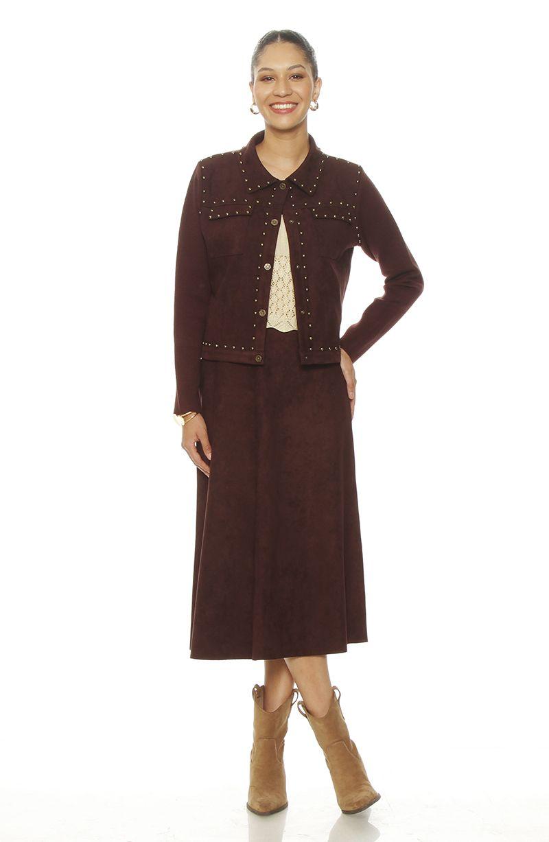 Chaqueta Suede Manga Larga Con Tachas Y Bolsillos-2