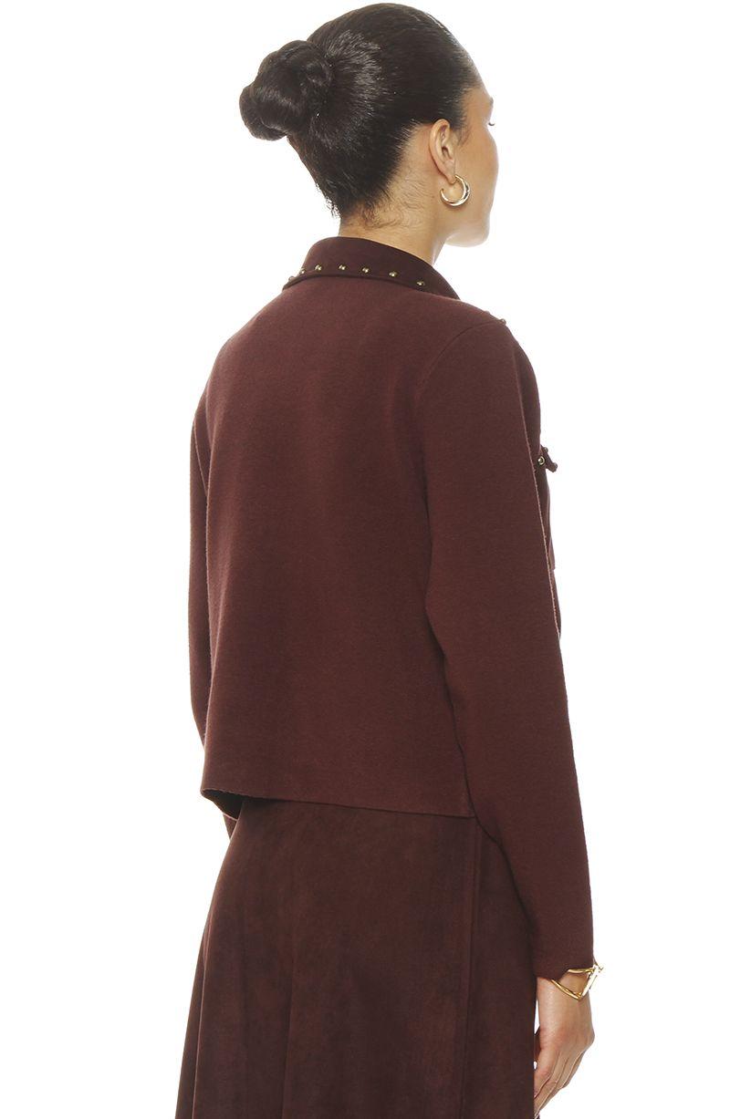 Chaqueta Suede Manga Larga Con Tachas Y Bolsillos-4