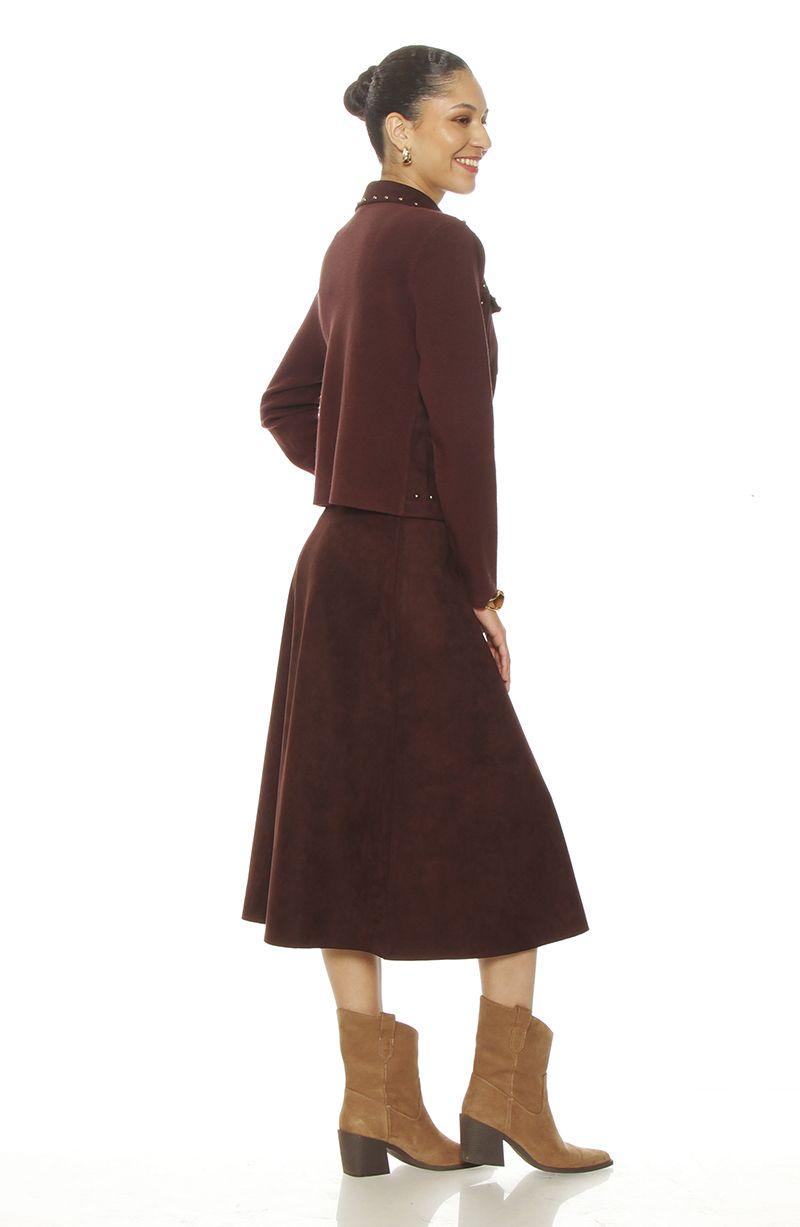 Chaqueta Suede Manga Larga Con Tachas Y Bolsillos-5