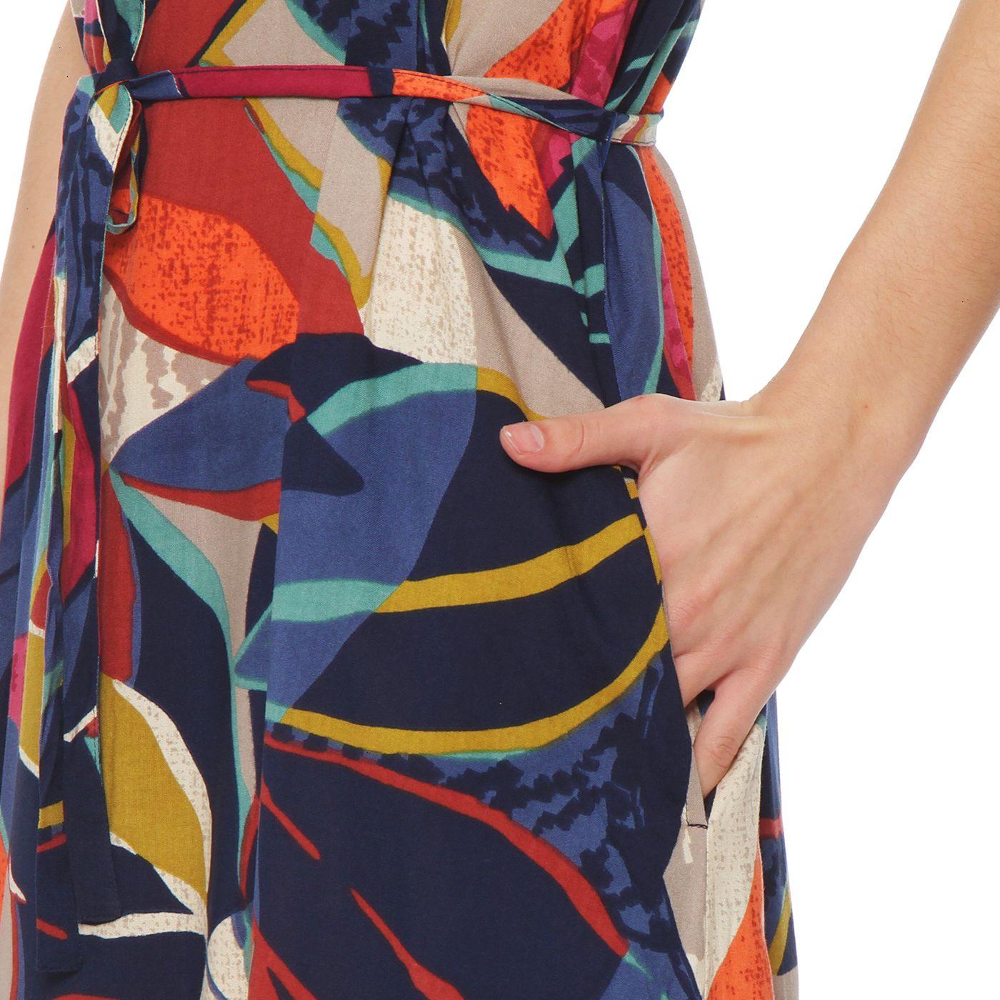 Vestido Sin Manga   Estampado Escote Redondo-5