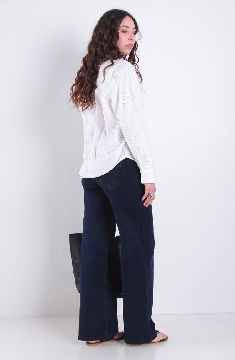 Jeans Wide Leg Tiro Medio Pretina Basica Un Boton-2