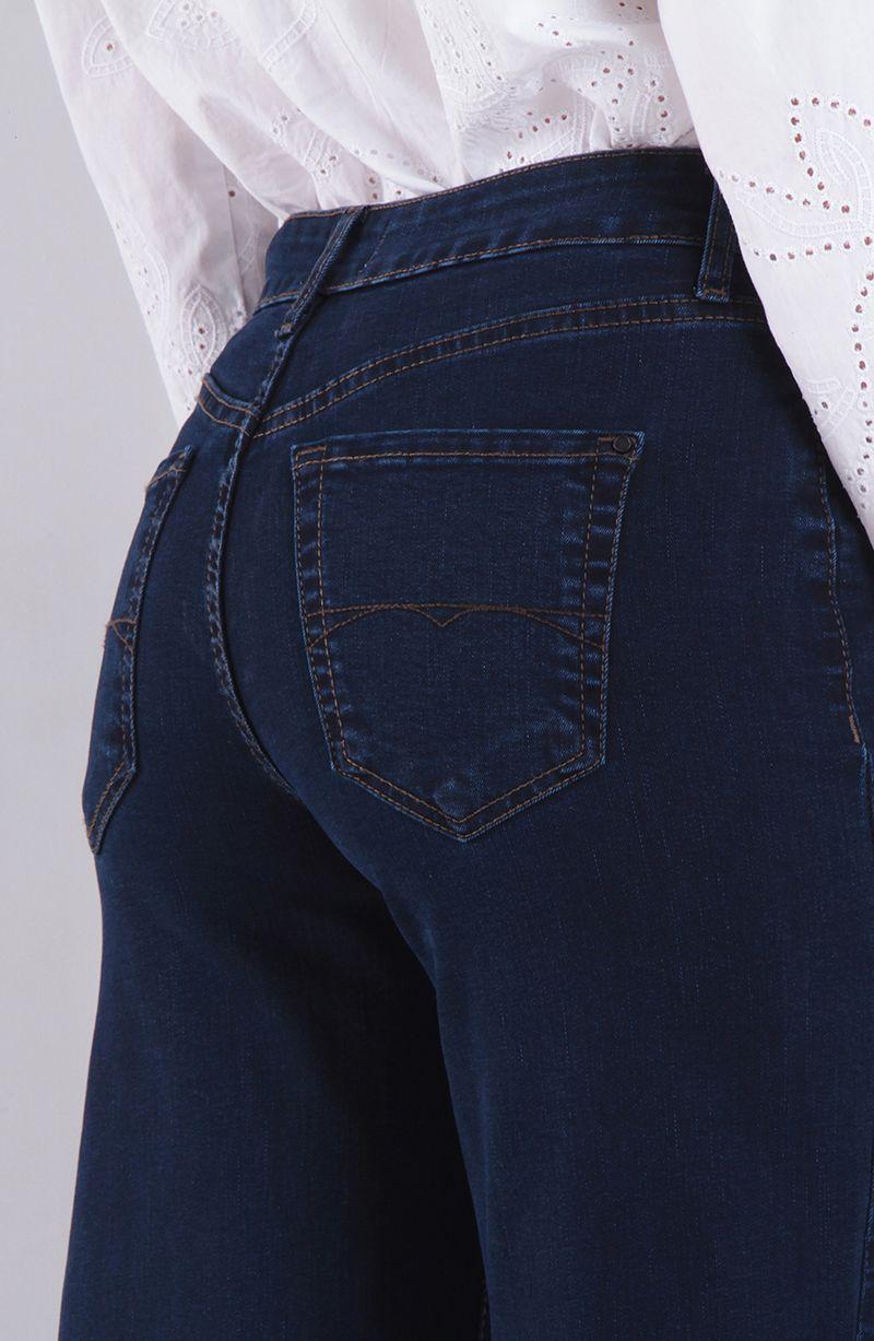 Jeans Wide Leg Tiro Medio Pretina Basica Un Boton-5