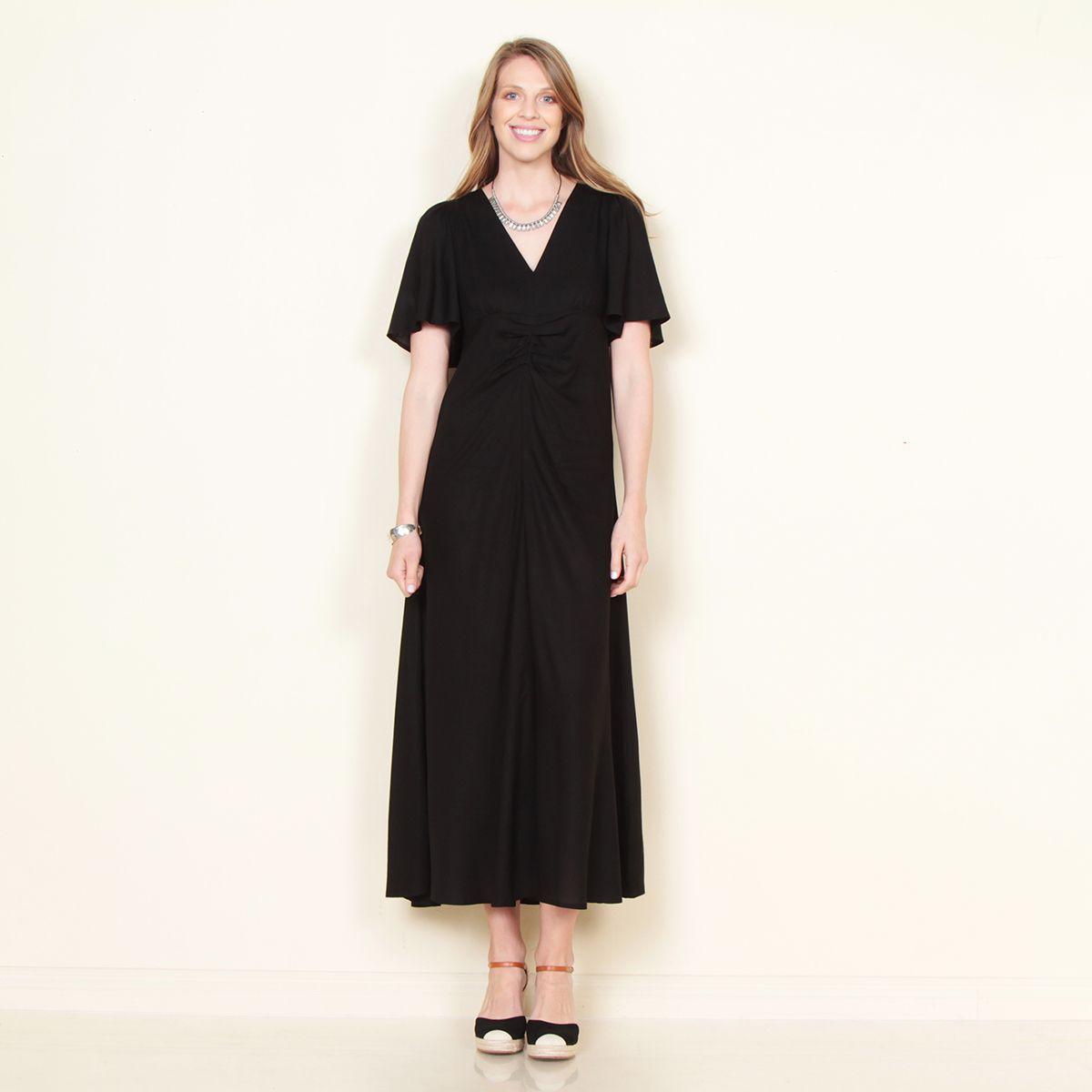Vestido Manga Corta Solico Escote V-0