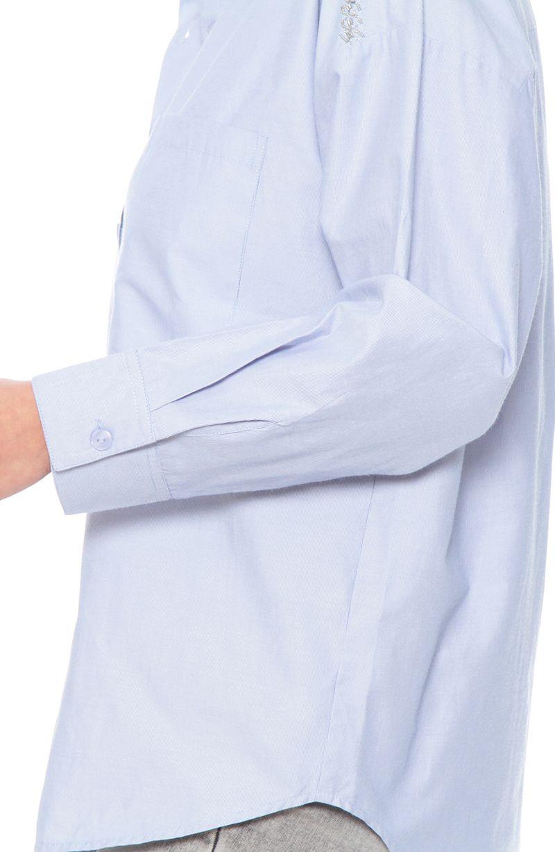 Blusa Manga Larga Abotonada Con Bolsillos Y Aplicacion Hombro-2