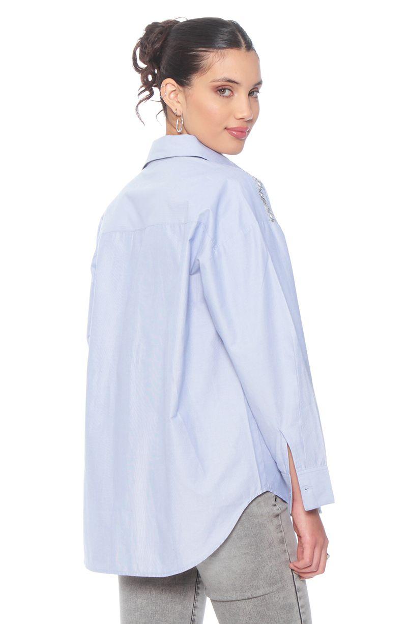Blusa Manga Larga Abotonada Con Bolsillos Y Aplicacion Hombro-6