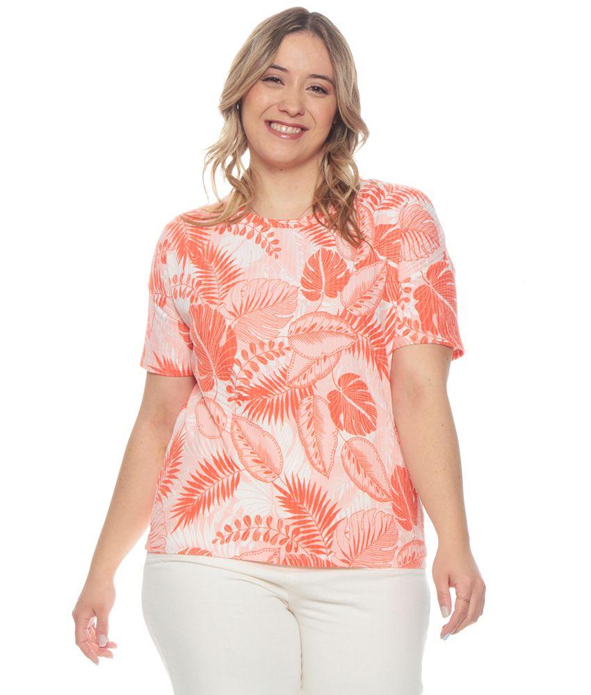 Polera Manga Corta Estampada Escote Redondo-0
