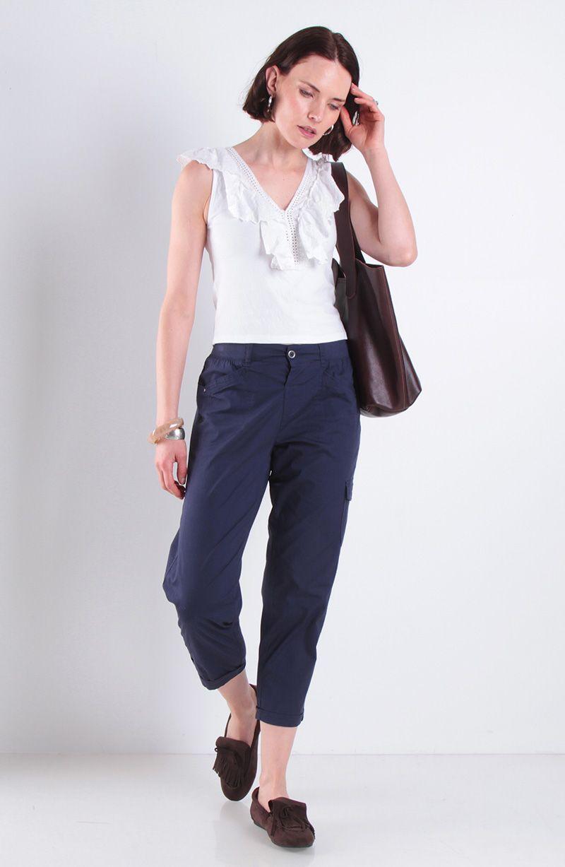 Pantalon Crop Tiro Alto Pretina Basica 1 Boton-4