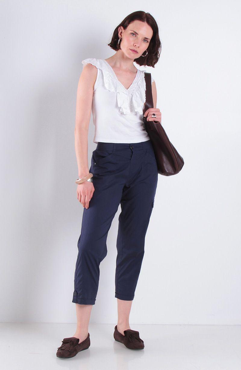 Pantalon Crop Tiro Alto Pretina Basica 1 Boton-9