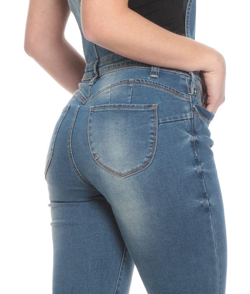 Jardinera Denim Pitillo Desgastes Piernas Tirantes Ajustable-1