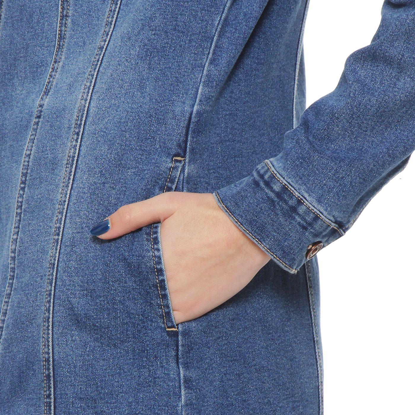 Chaqueta Denim Manga  Larga Abotonada En Delantero-1