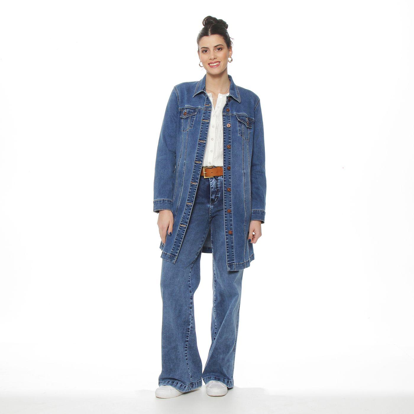 Chaqueta Denim Manga  Larga Abotonada En Delantero-5