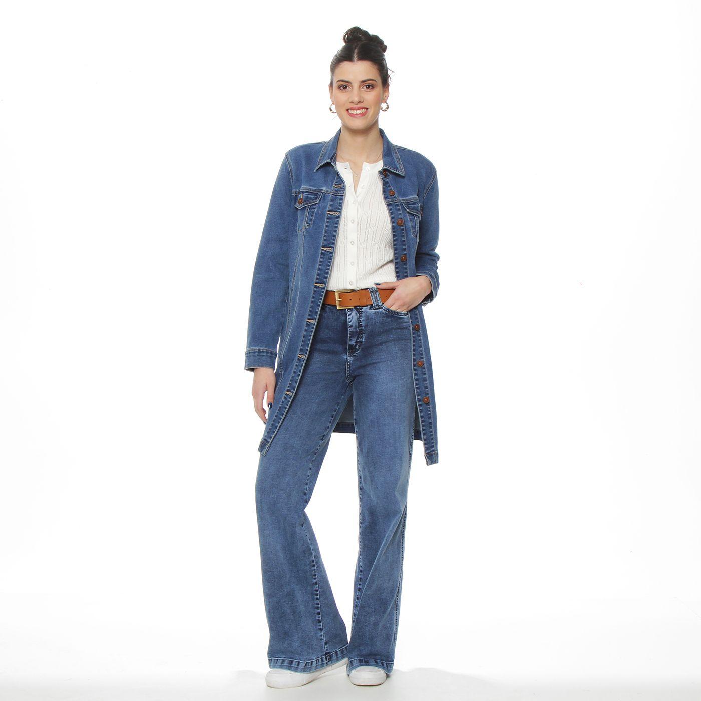 Chaqueta Denim Manga  Larga Abotonada En Delantero-7