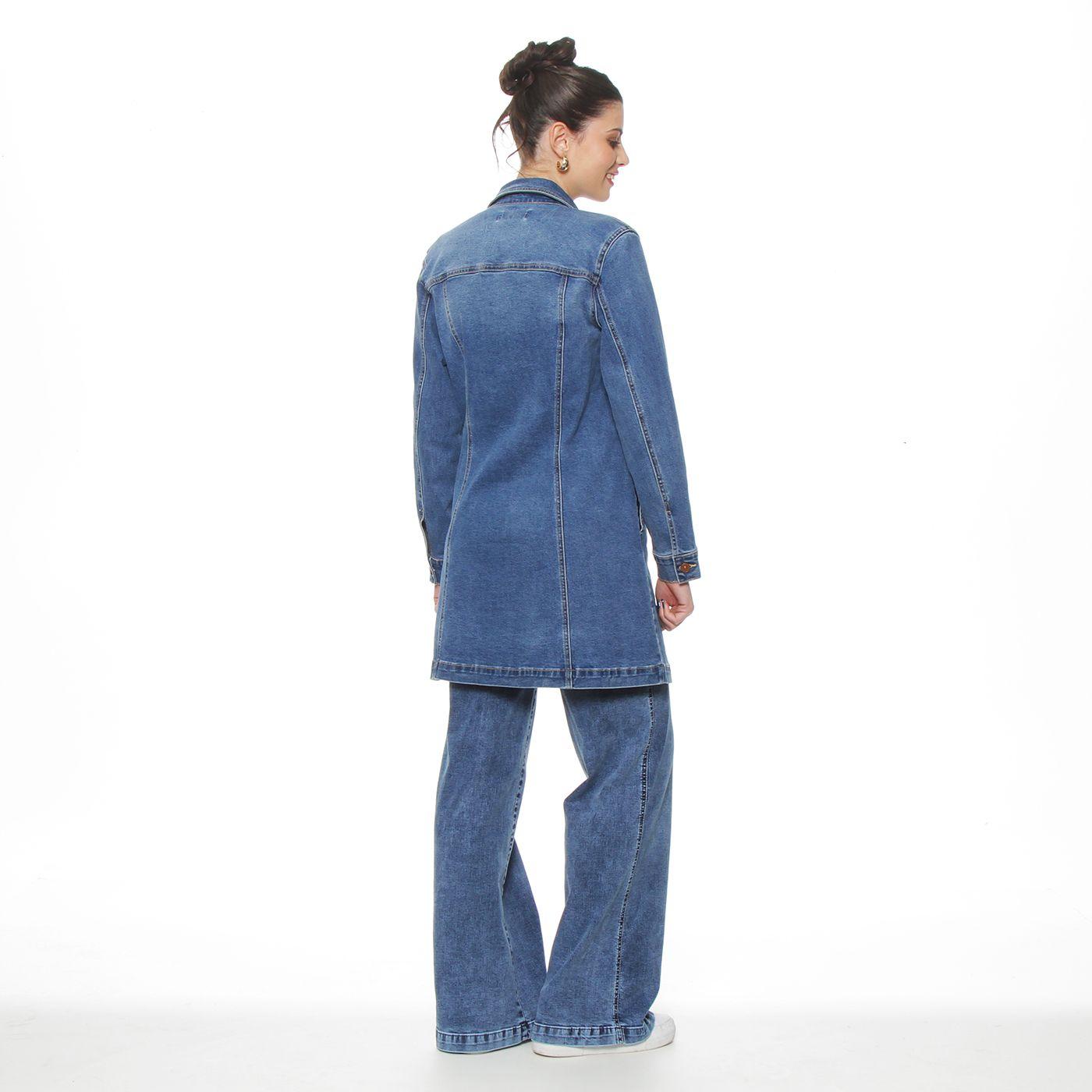 Chaqueta Denim Manga  Larga Abotonada En Delantero-8