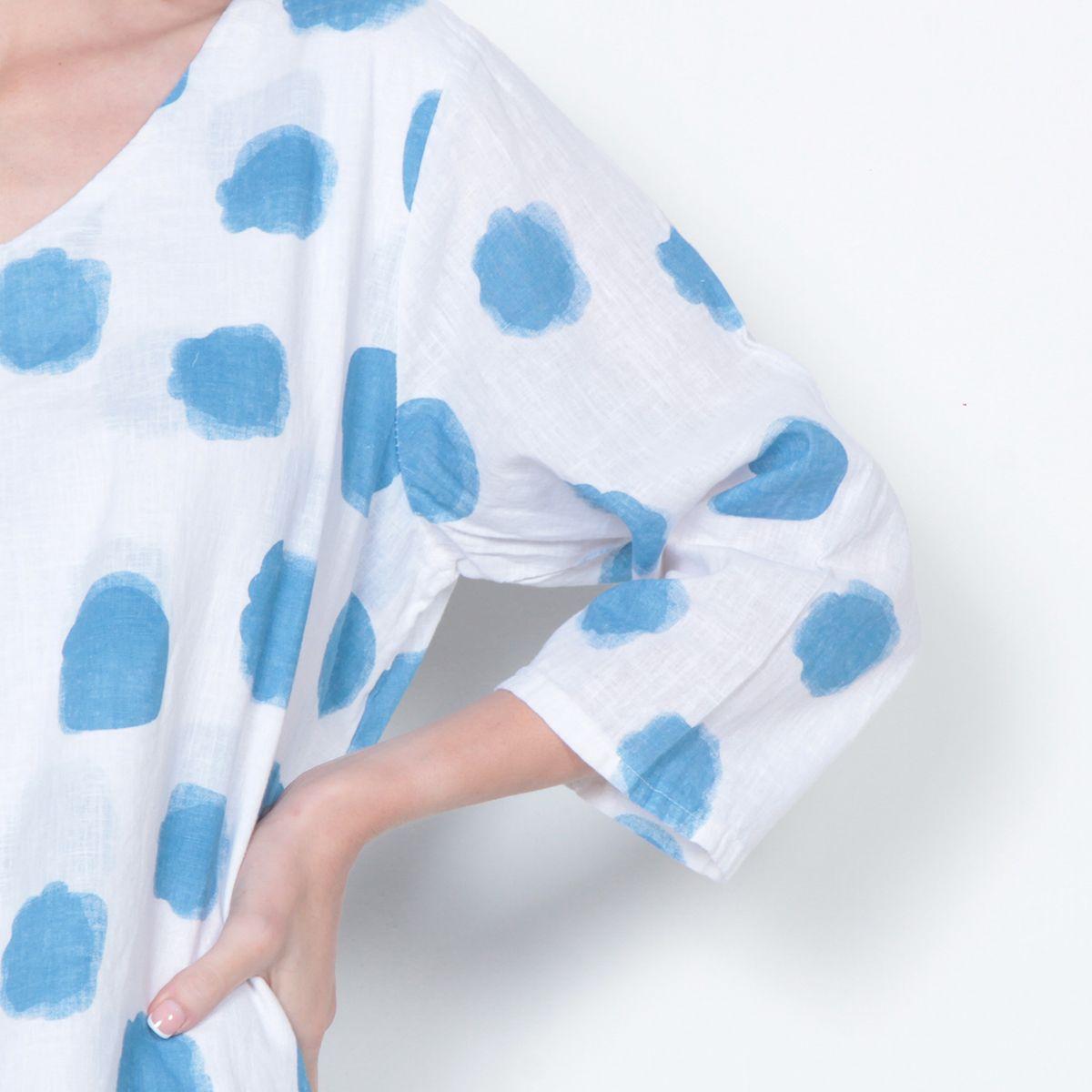 Blusa Manga 3/4 Lino Estampado Escote Redondo-2