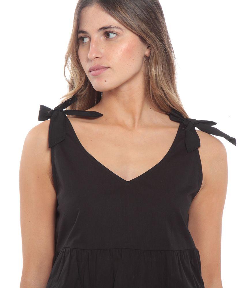 Blusa Con Volantes Sin Manga Detalle En Hombro Escote V-4