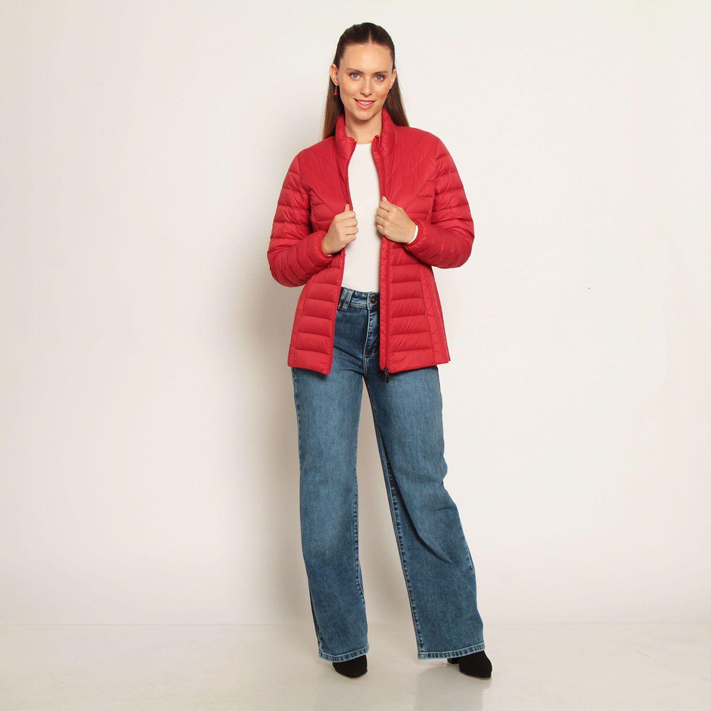 Parka Manga Larga Solida Con Cierre En Delantero-5