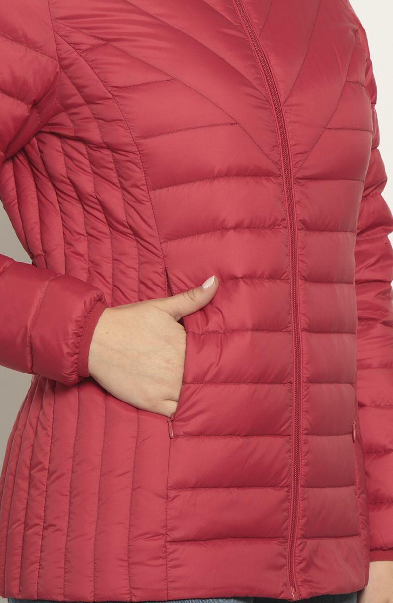 Parka Manga Larga Solida Con Cierre En Delantero-3