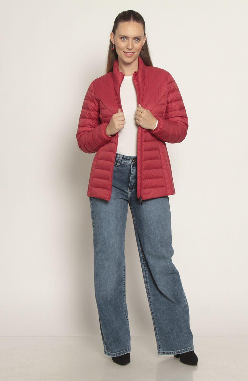 Parka Manga Larga Solida Con Cierre En Delantero-5